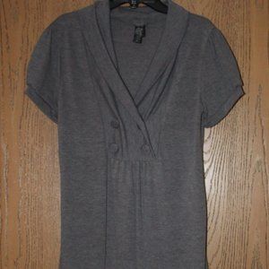 Gray Tunic with button detail and embroidery